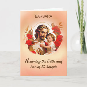 Cartão Honra à Rua Joseph Banquete Day com as Rosas verme