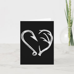 Cartão Hook Antler Heart Love Pescar Peixes Caçadores Vea