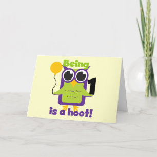 Cartão Hoot Owl 1st Birthday T-shirts and Gifts