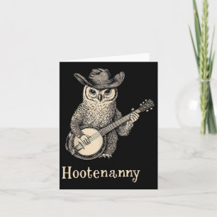 Cartão Hootenanny Owl Jogando Banjo Country Owl Banjo Gui