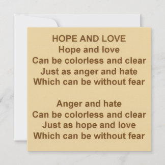Cartão Hope And Love Poem by Kristie Hubler on