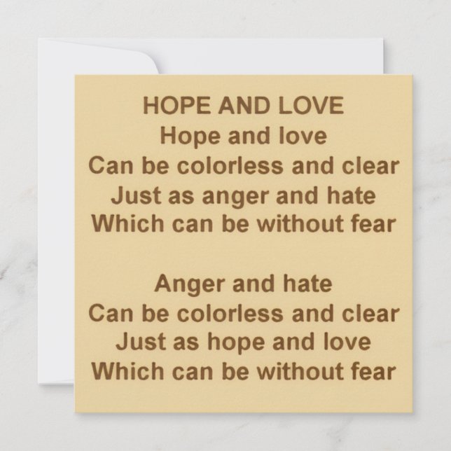 Cartão Hope And Love Poem by Kristie Hubler on (Frente)