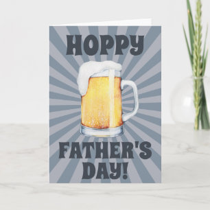 Cartão Hoppy Father's Day Beer Mug Blue Sunburst