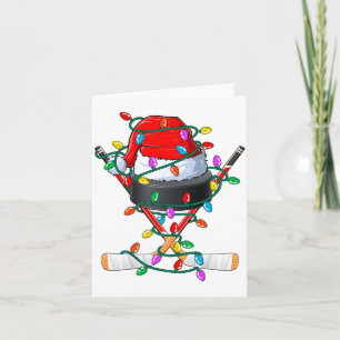 Cartão Hóquei de Natal Xmas Papai Noel Srts Chapéu Bola C