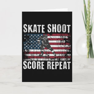Cartão Hóquei EUA Bandeira Americana Engraçado Quatro De