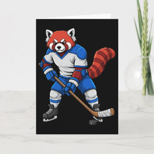 Cartão Hóquei no Gelo Panda Vermelho Atleta Esportivo Ani