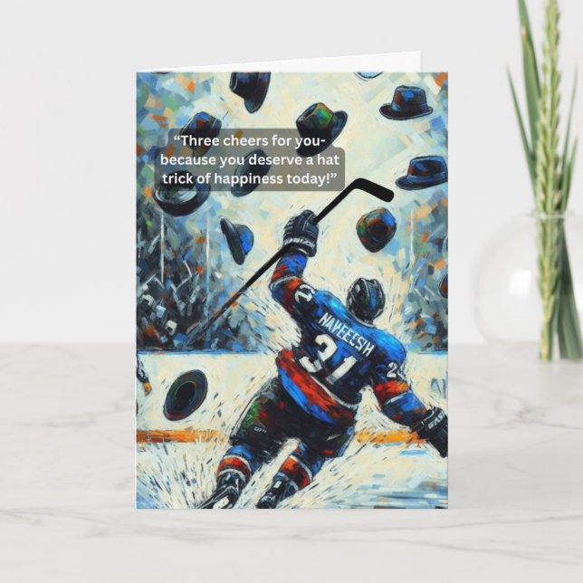 Cartão Hóquei no Gelo: Trio de Alegria! (Frente)