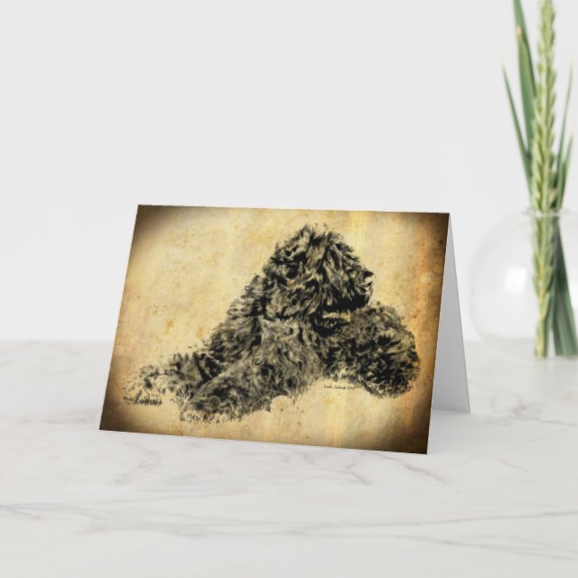Cartão Hora Antiga do Terrier Russo Negro (Frente)