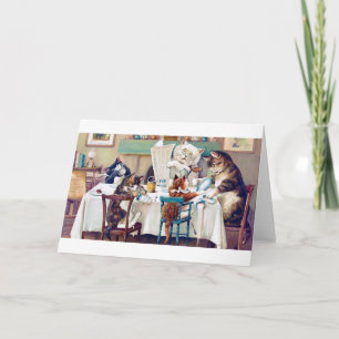 Cartão Hora do Café da Gata, Louis Wain