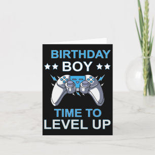 Cartão Hora do Menino Subir de Nível Vídeo Game Aniversár