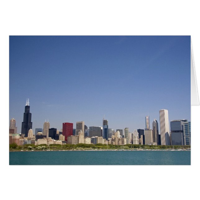 Cartão Horizonte de Chicago, Illinois, EUA. (Frente Horizontal)