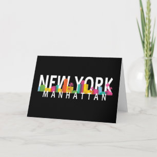 Cartão Horizonte de Manhattan em Nova York com palmeiras