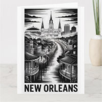 Horizonte de Nova Orleans Louisiana Xilogravura Pr