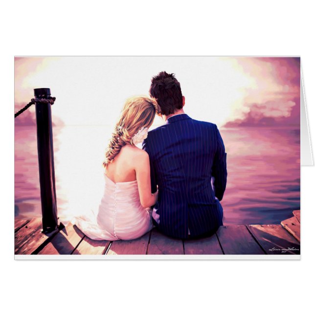 Cartão Horizonte do dia do casamento (Frente Horizontal)