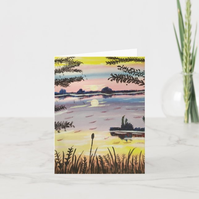 Cartão Horizonte Sol, Com Texto, Placa De 4" x 5,6" (Frente)