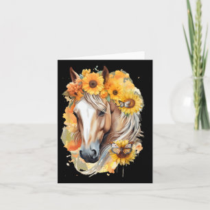 Cartão Hormônio Sunflower Portrait Boho Equestrian Horseb