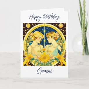 Cartão Horoscope Sinal Gemini Gêmeos Personalizados Anive