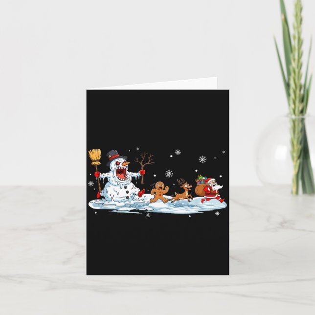 Cartão Horror Snowman Christmas Reindeer Gingerbread Sant (Frente)