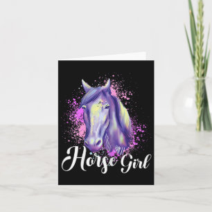 Cartão Horse Girl Horseback Riding Pony Horsescute Ss Cut
