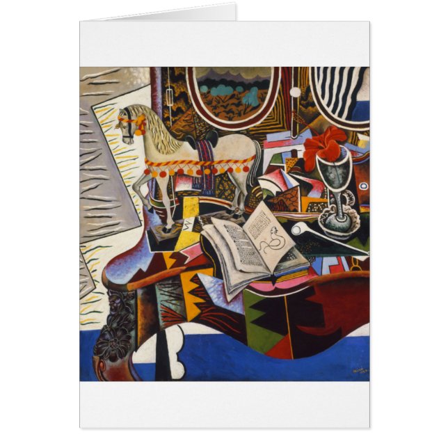 Cartão Horse Pipe Red Flower por Joan Miro (Frente)