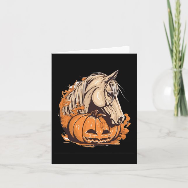 Cartão Horse Pumpkin Halloween Costume Horseback Andar E (Frente)