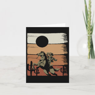 Cartão Horseback Sunset Riding Rodeo Western Retro Cowboy