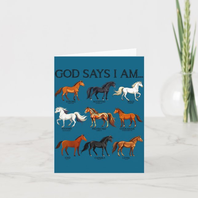 Cartão Horses God Says I Am Cute Christian Girl Teen Bibl (Frente)