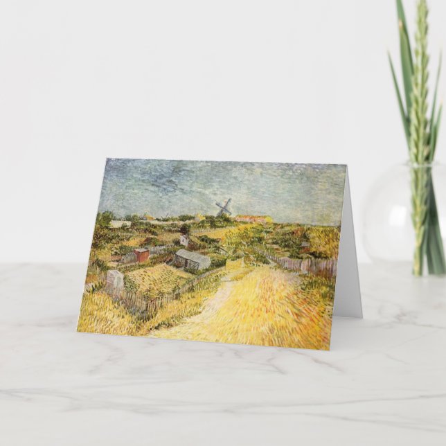 Cartão Hortas Vegetais, Montmartre, por Vincent van Gogh (Frente)
