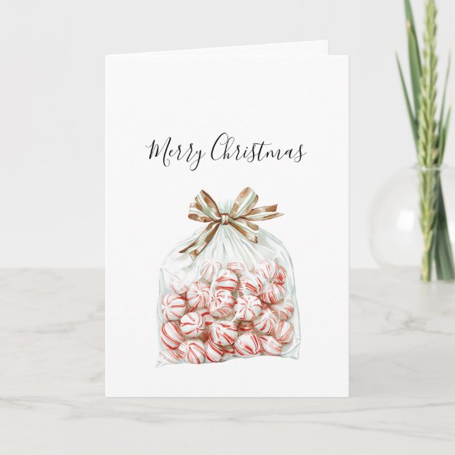 Cartão Hortelã Verde Vermelho Floral Natal (Frente)