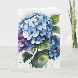 Cartão Hortênsia - Flores de aquarela