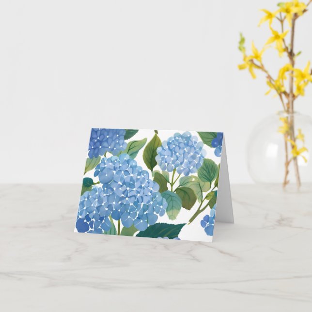 Cartão Hortênsias Azuis | Belo Arbusto Floral (Flor Amarela)