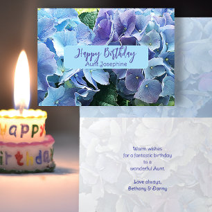 Cartão Hortênsias Azuis Feliz Aniversário