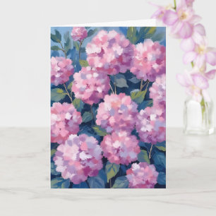 Cartão Hortênsias Florais Rosa Bege