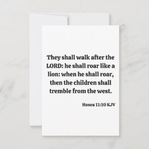 Cartão Hosea 11:10 KJV Bíblia Verse Flat Greeting Card