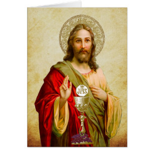 Cartão Hospedeiro de Chalice da Primeira Comunhão de Jesu