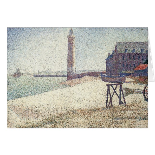 Cartão Hospício e Farol, Honfleur de Georges Seurat (Frente Horizontal)