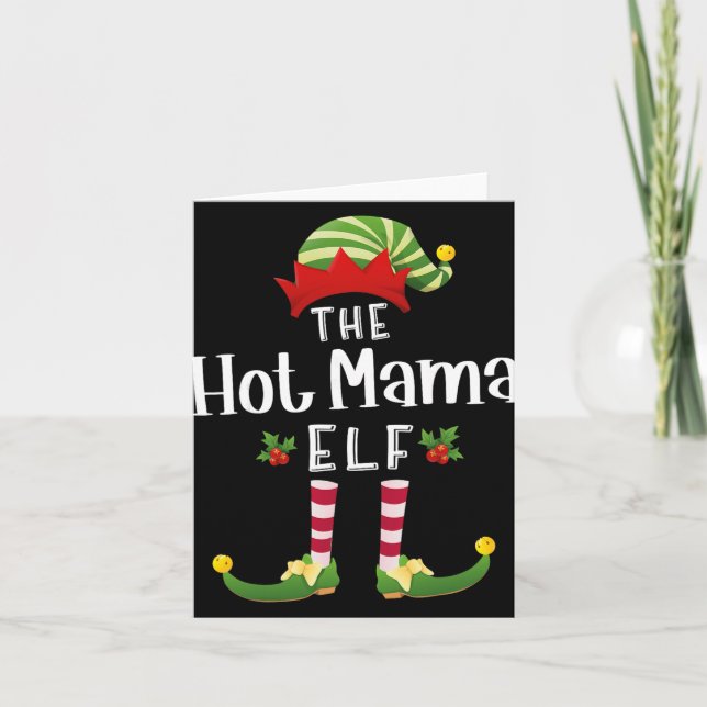 Cartão Hot Mama Christmas Elf Matching Pajama X-mas Party (Frente)
