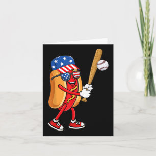 Cartão Hotdog Jogando Baseball no Dia da Independência do