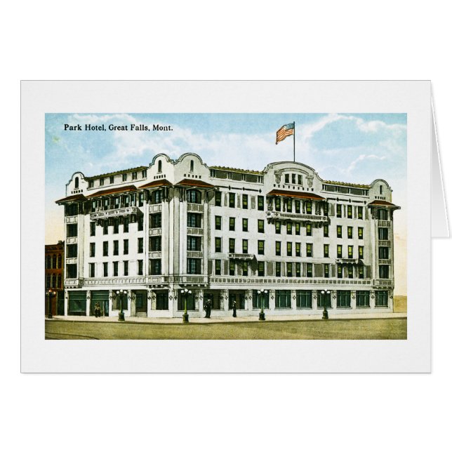 Cartão Hotel de parque, Great Falls, Montana (Frente Horizontal)