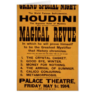 Cartão Houdini, "teatro retro do reexame mágico"
