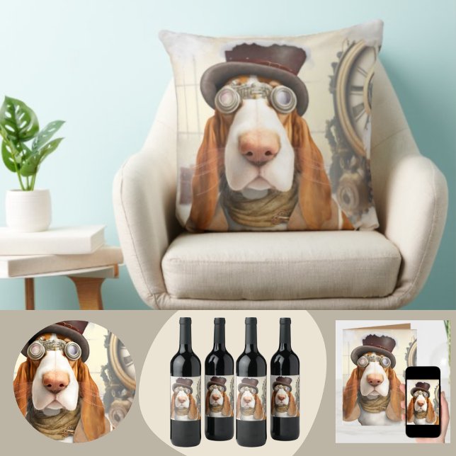 Cartão Hound Basset Steampunk (Criador carregado)