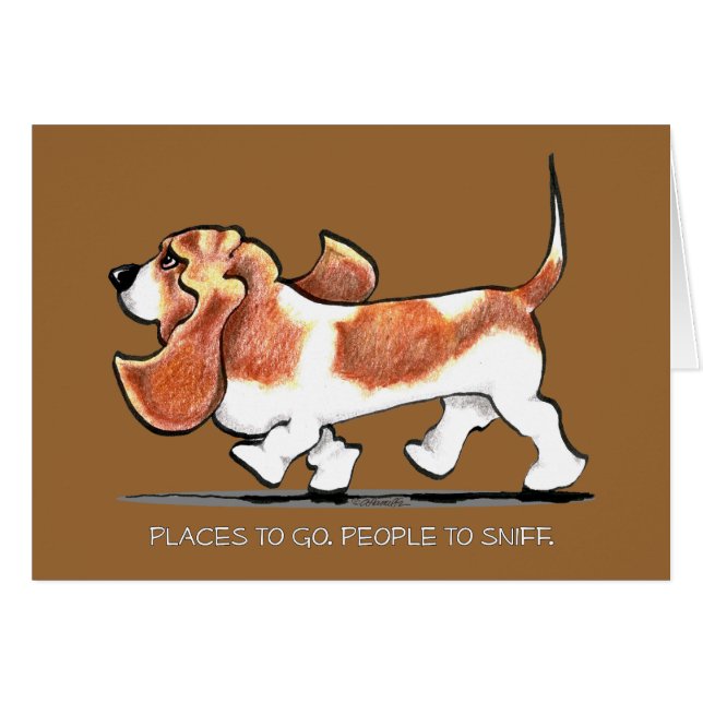 Cartão Hound de Basset Ocupado (Frente Horizontal)