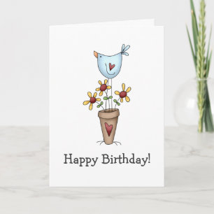 Cartão How Does Your Garden Grow · Bird & Flowers