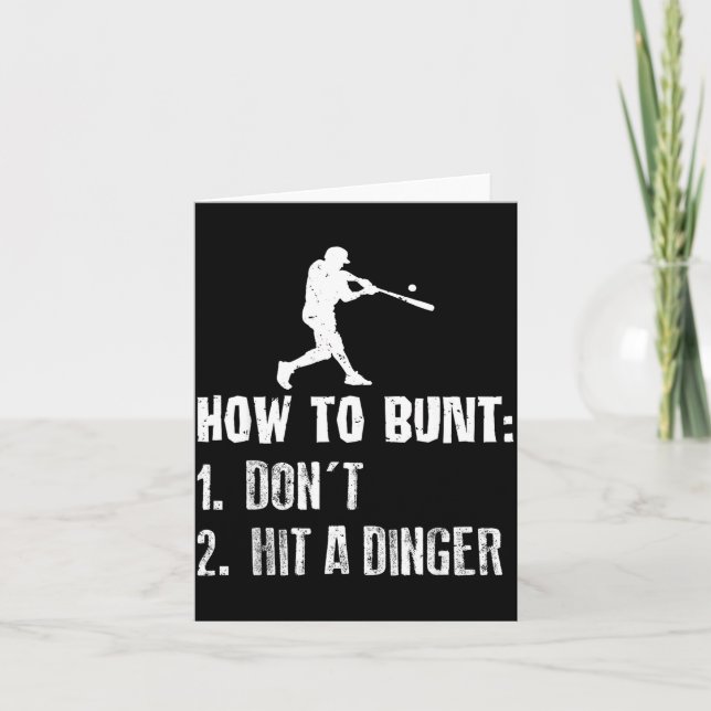 Cartão How To Bunt Don't Hit A Dinger Funny Baseball  (Frente)