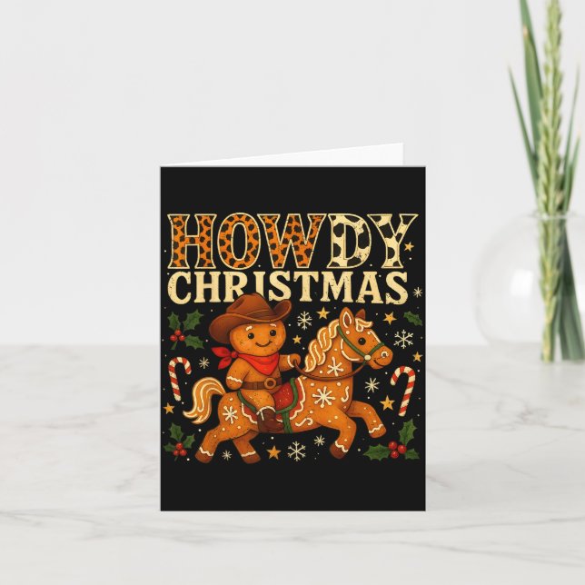Cartão Howdy Christmas Cowboy Gingerbread Design  (Frente)
