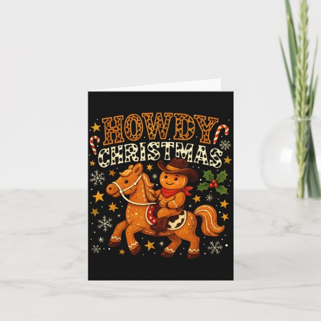 Cartão Howdy Christmas Cowboy Gingerbread Design  (Frente)