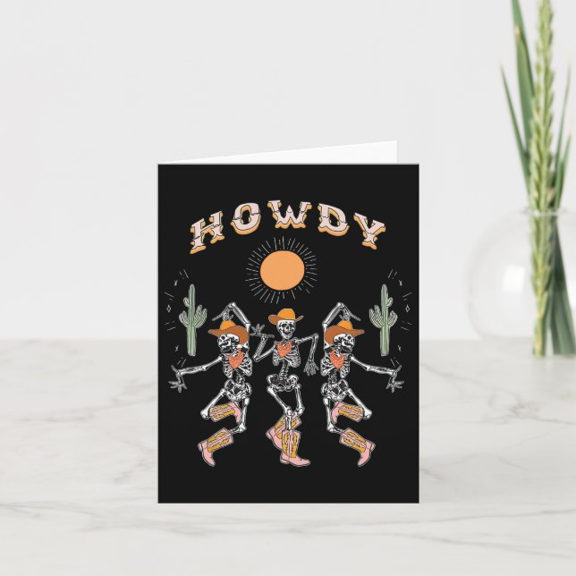Cartão Howdy Cowboy Skeleton Dancing Country Hall Ocident (Frente)