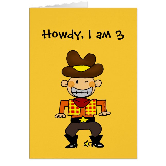 Cartão Howdy, eu sou 3 (Frente)