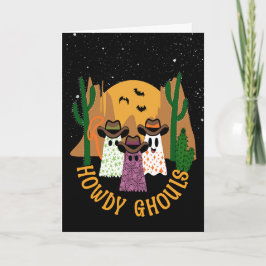 Cartão Howdy Ghouls Halloween Ghost Cowboy