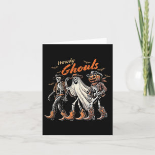 Cartão Howdy Ghouls Skeleton Cowboy Western Rodeo Hallowe